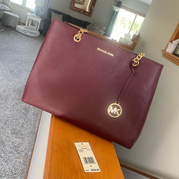 Susannah Large Michael Kors Saffiano Leather Merlot Shoulder Bag